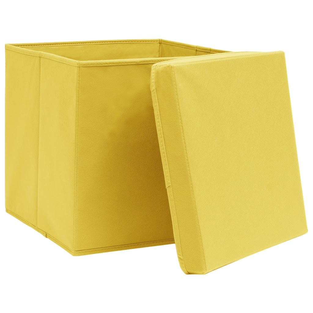 Storage Boxes with Covers 10 pcs 28x28x28 cm Yellow